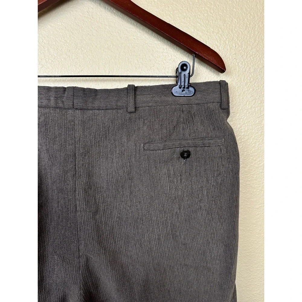 St. Croix Men's Pleated  Textured Wool Blend Pants 34x32 Straight Cuff Leg Brown